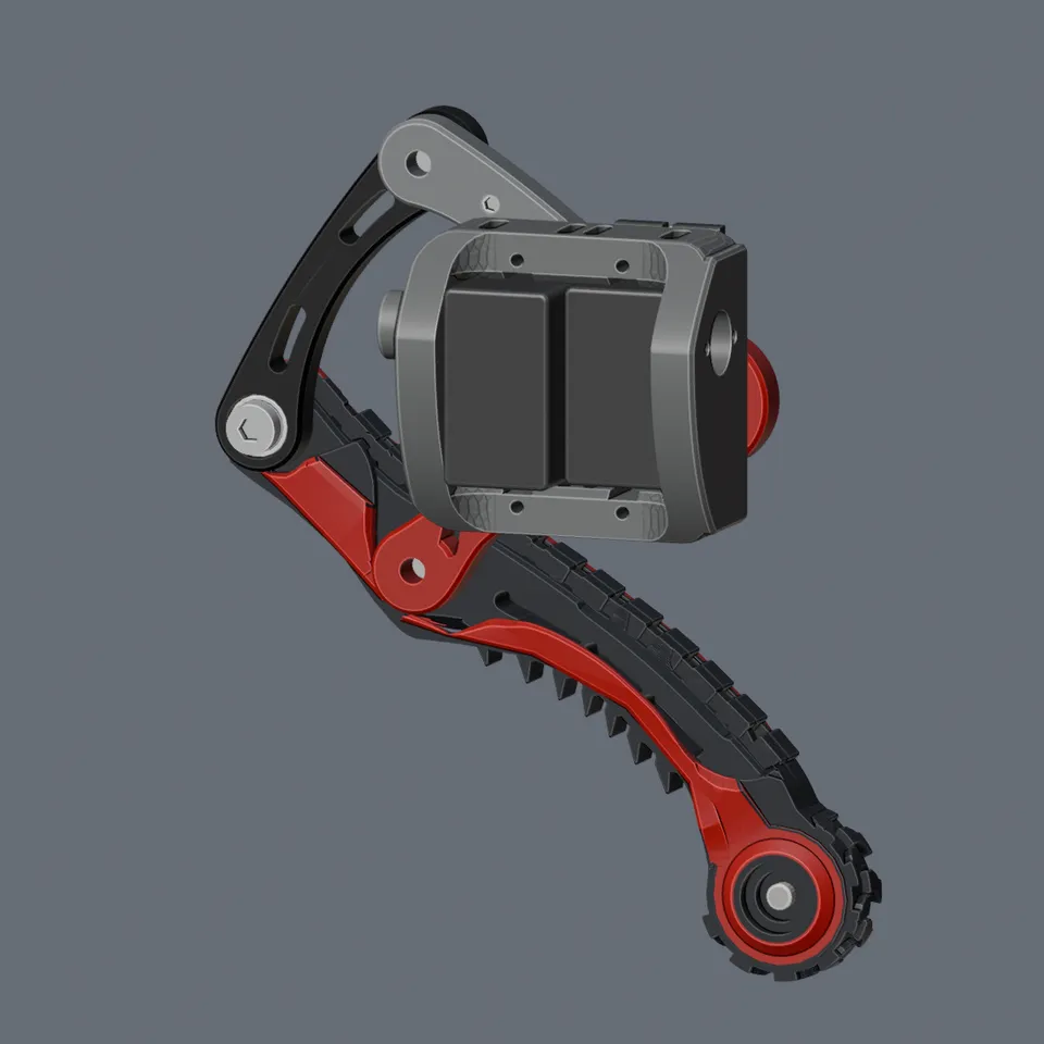 Blender boot and leg design study; capture date is not established. This is a modeled assembly.