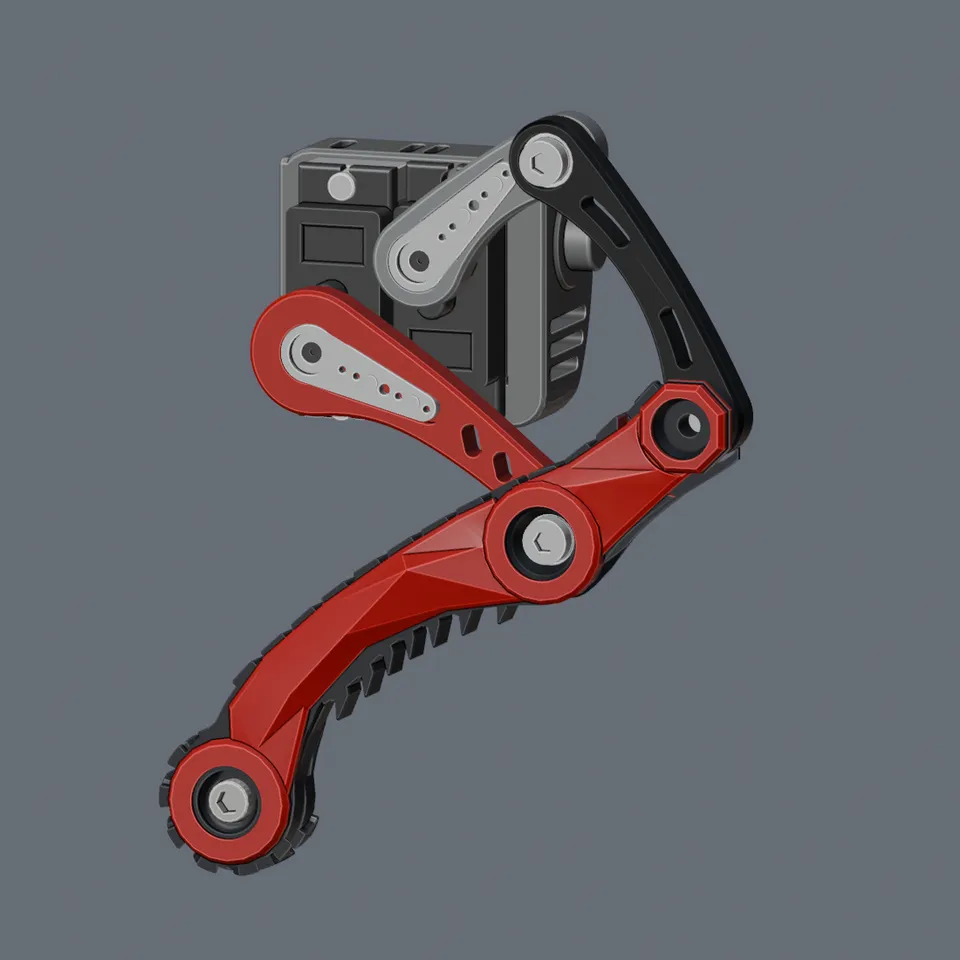 Blender boot and leg design study; capture date is not established. This is a modeled assembly.