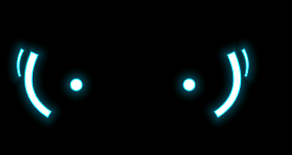 Generated preview of Ainekio's resting face with bright cyan eyes and swept side lights.